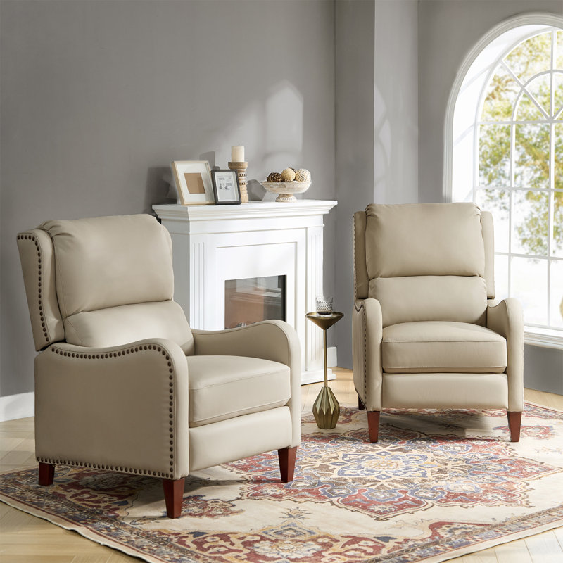 Fauteuil inclinable en cuir Beecher 28,75 po, Cuir pleine fleur beige