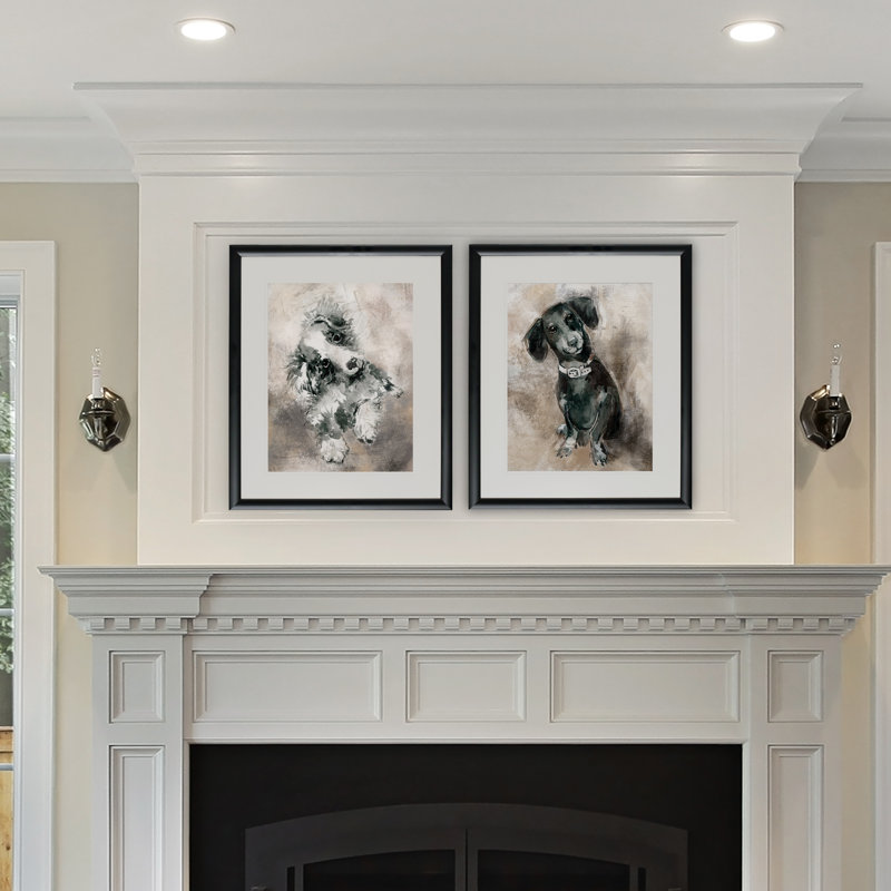 Sketchy Study Collie - 2 Piece Single Picture Frame Set