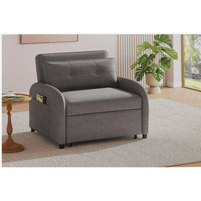 Canapé-lit convertible 70,47 po 3-en-1, fauteuil d'appoint rembourré en lin