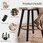 Tabouret de comptoir pivotant revêtu de lin Nora avec structure et repose-pieds en bois massif noir-228532478-228768742