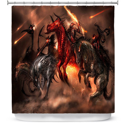 Rideau de douche simple quatre cheval dragons