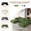 Modular Corduroy 303cm 3-seater Sofa With 2 Ottomans, No Assembly Required, With High Rebound Sponge-1141062673