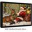 Art mural rétro noir avec père Noël et renne - impression encadrée de scène de Noël enneigée-370475697