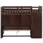 Lit simple superposé au dessus d'un lit double avec escalier de rangement, garde-robe, port USB et éclairage, bois espresso-431462280