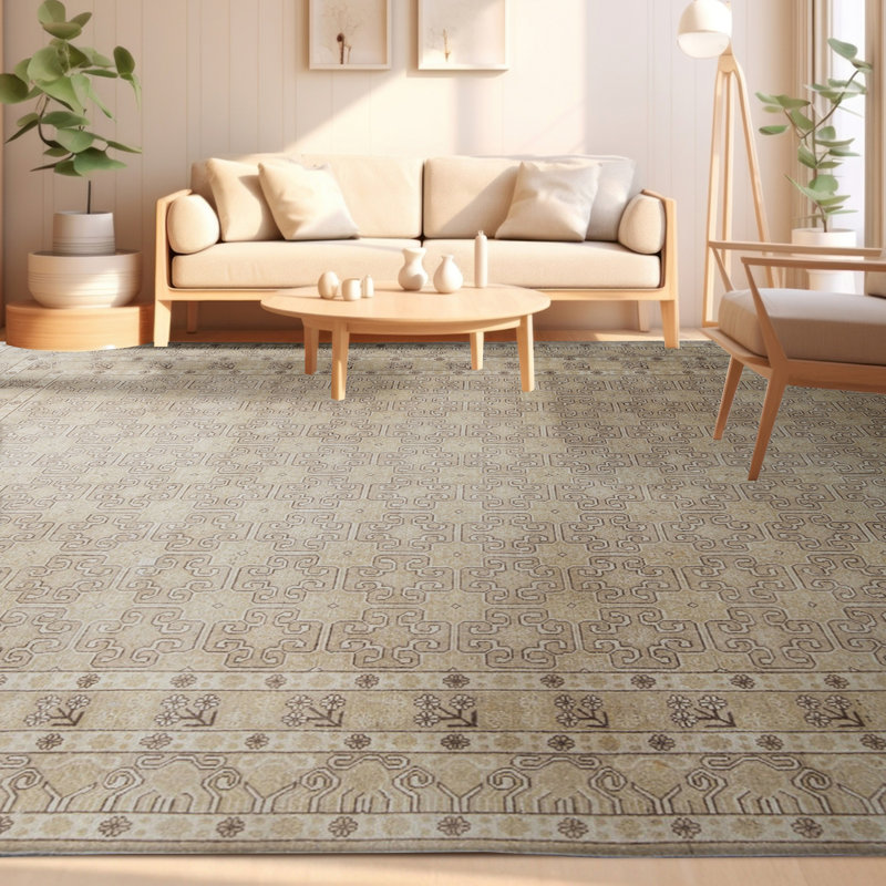 Hand-Knotted High-Quality Beige Area Rug