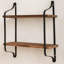 Abelard Rustic Industrial Wooden Floating Shelf Wall Mounted 2 Tier Storage Shelves Display Rack
