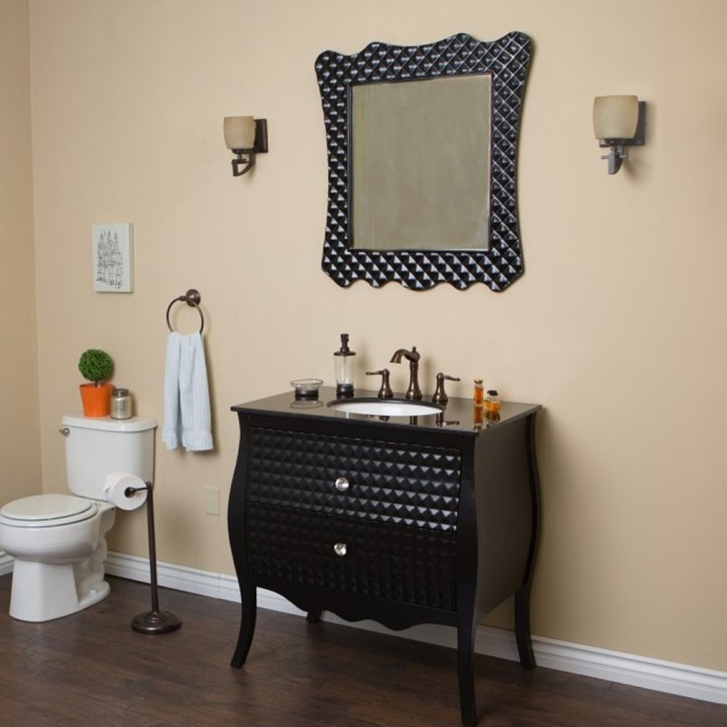 Black Diamond Pattern Single Vanity with Black Galaxy Granite Top