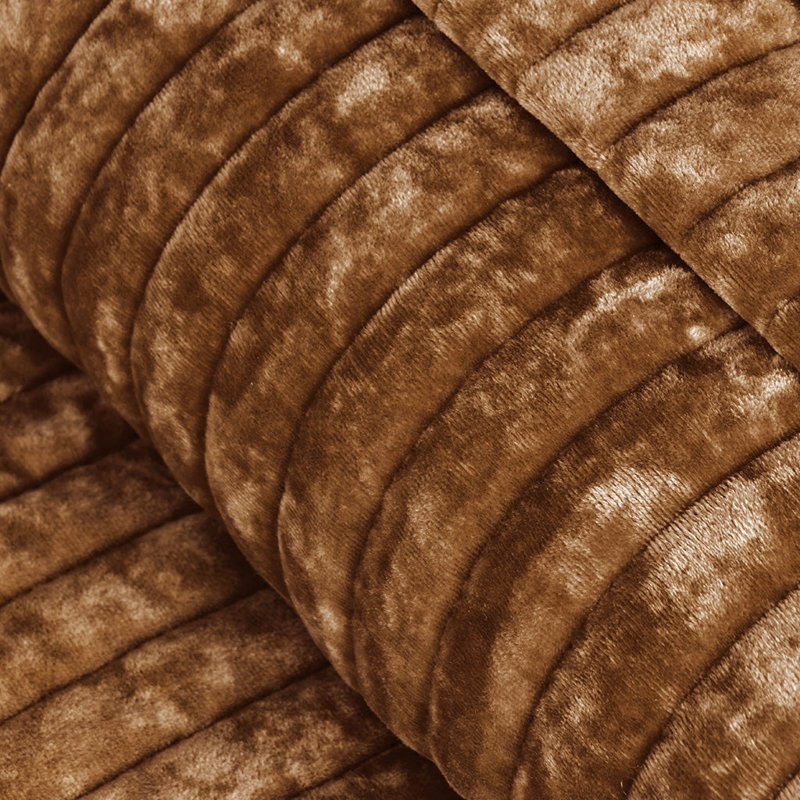 Luxe Velvet Channel Quilt Set, California King, Dark Brown