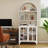 73.6" Arched Metal Storage Display Cabinet with Adjustable Shelves and Glass Doors-963874681