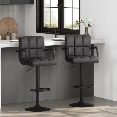 Haymark Swivel Yes Upholstered Faux Leather Yes Bar Stool with Steel Frame