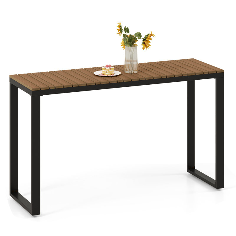 Outdoor Console Table With Metal Frame Foot Pads Buffet Bar Storage Organizer