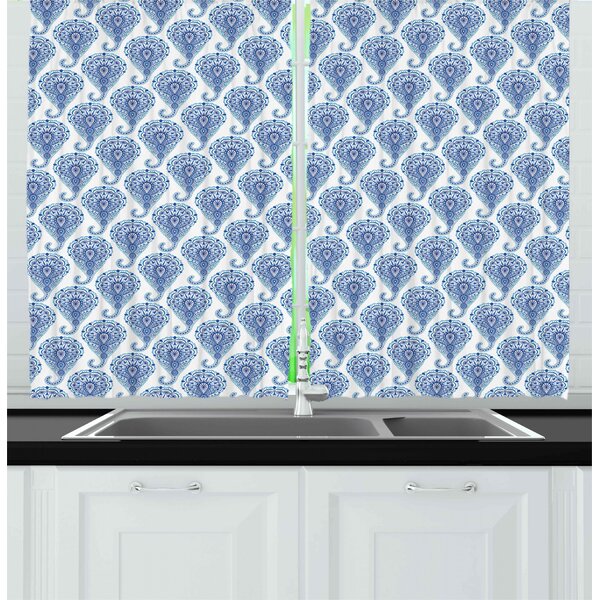 East Urban Home Paisley Pointed 55'' W Kitchen Curtain in | Wayfair