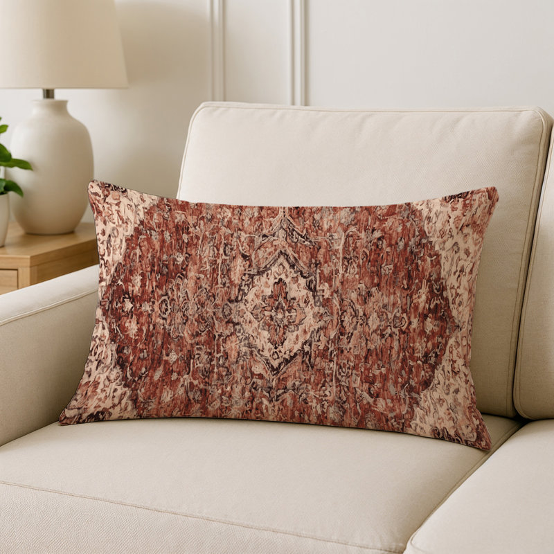 Coussin décoratif intérieur et extérieur Modern, Brun oriental 2, Rectangle H 20 po x l 14 po