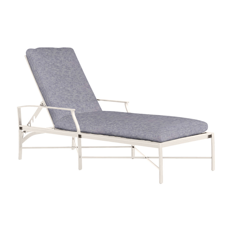 Monaco 76" Long Reclining Single Chaise with Cushions, No Welt, Slate Gray, Bali Pearl