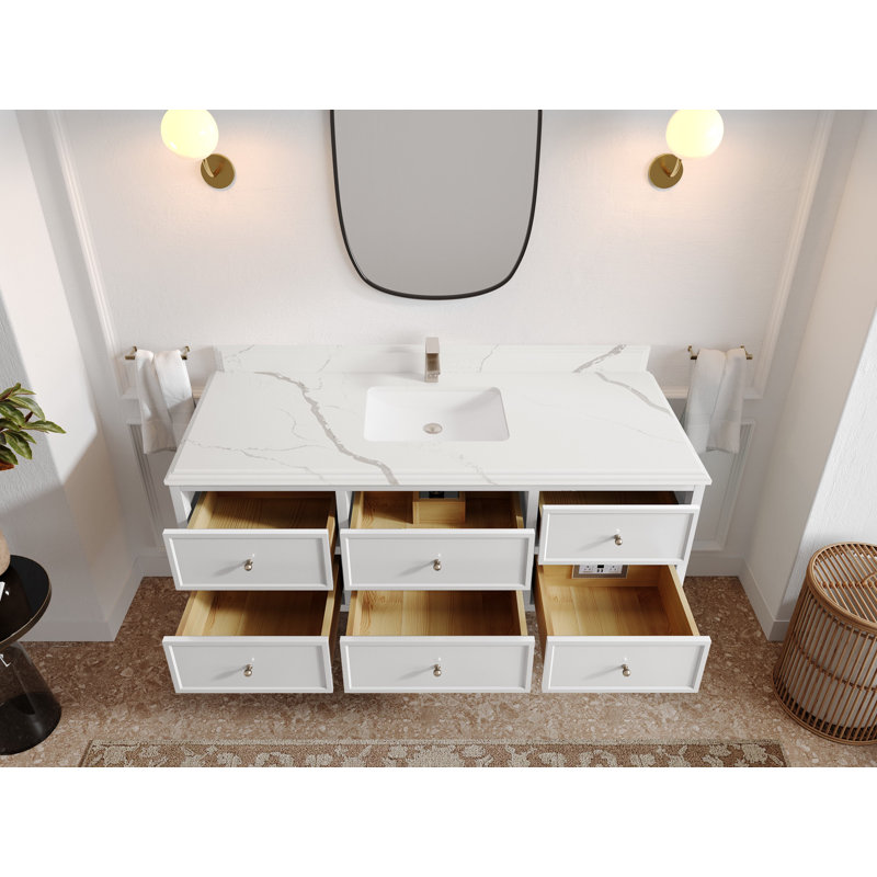 Ensemble de meuble-lavabo simple 60 po Roswell, Calacatta Laza