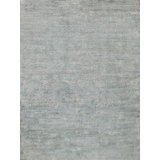 Plush Hand-Knotted Wool/Viscose Area Rug in Gray/Blue