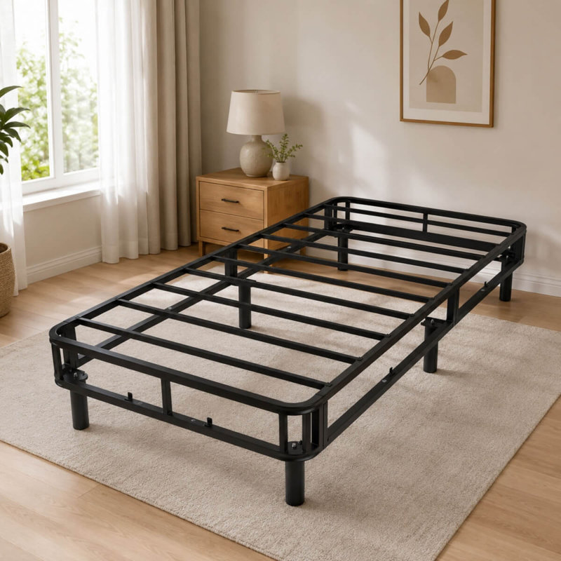 Cadre de lit plateforme robuste Twin XL KD recouvert de tissu, Extra-long Twin