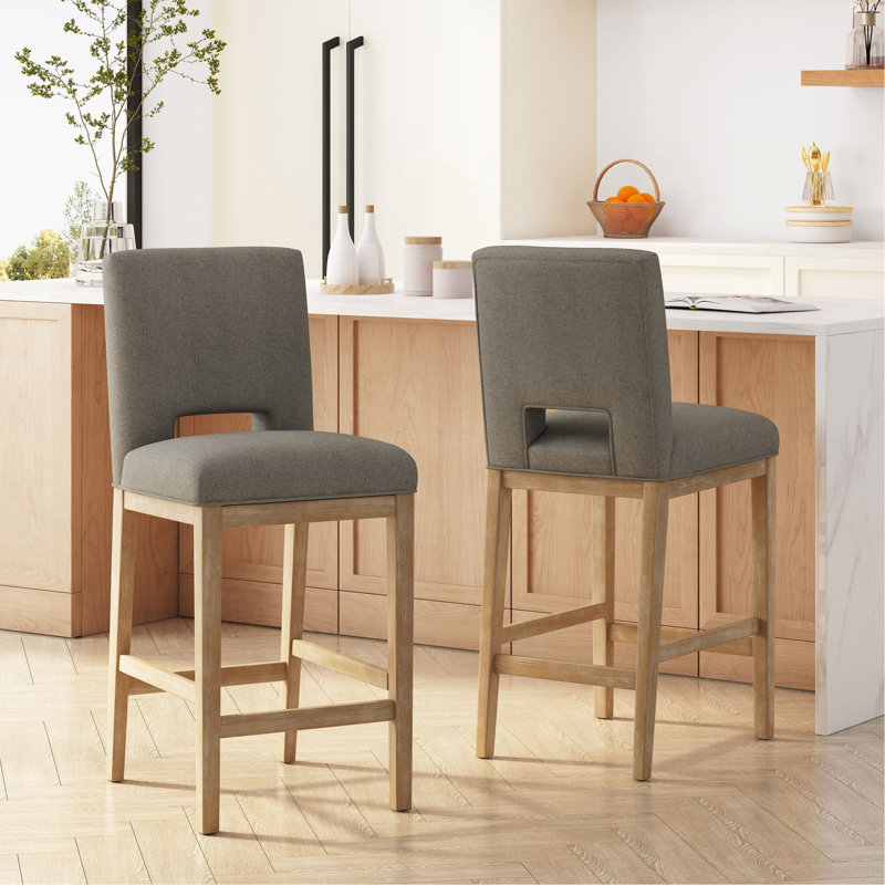 Tabouret de comptoir, ensemble de 2, tissu, Gris, Tabouret de bar (siège d'une hauteur de 31 po)