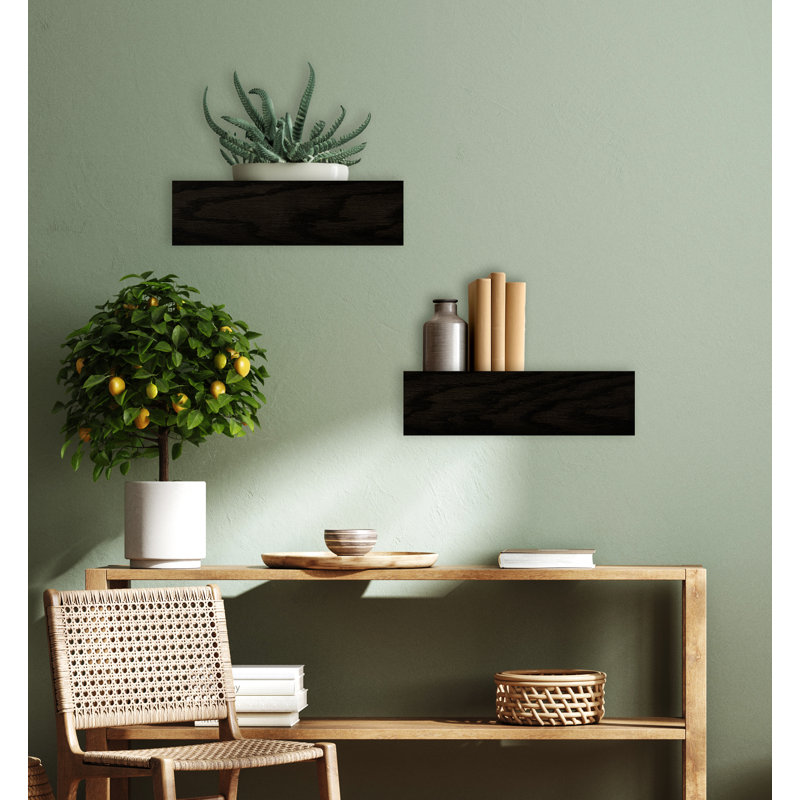 Emerald Lee 2 Piece Oak Floating Shelf, 6" H x 20" W x 6" D