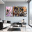 «Abstract Dancing Woman Hugging Prayer Pose», ensemble de 3 impressions sur toile-715319787