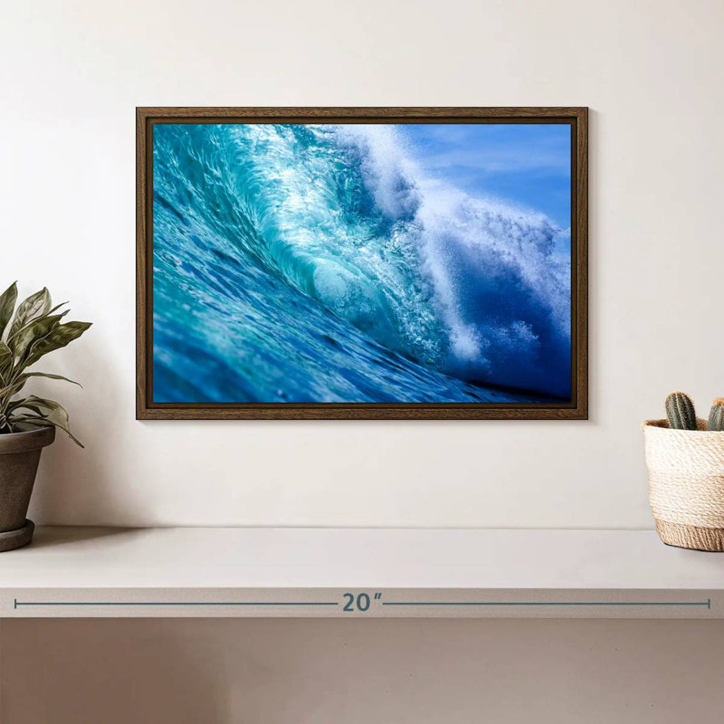 Vague de l'océan au Nicaragua, 31 po x 21 po, Cadre flottant noyer