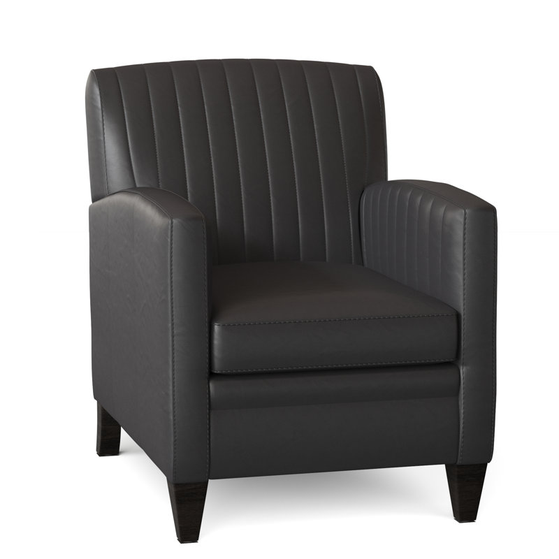 Barnabus Leather Club Chair, Outsider Raven Genuine Leather, Cobblestone