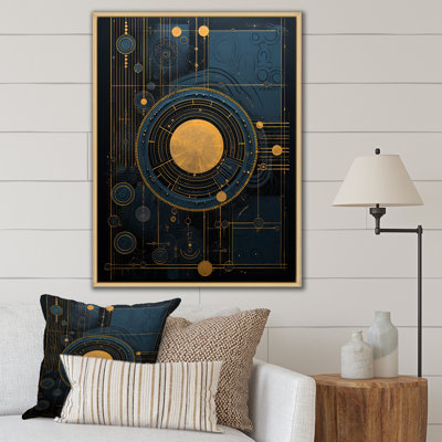 Visionary géométrie en bleu sarcelle et or - reproduction d'art sur toile géométrique moderne