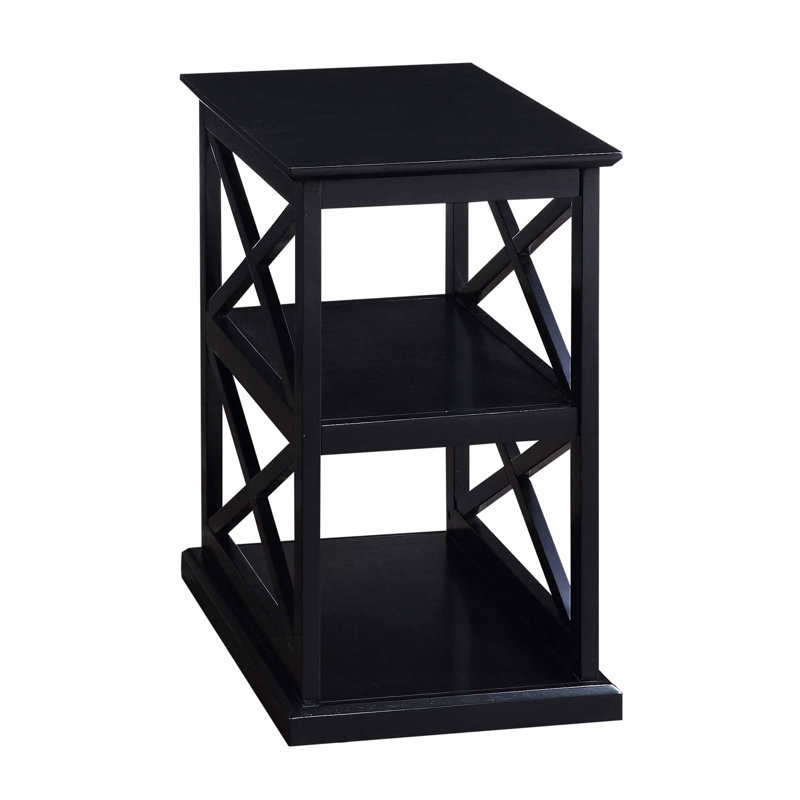 Table de bout avec rangement Arthella, Plateau noir / base noire