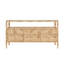 Six Drawer Console With Open Shelf In Burl Wood With Polished Brass Knobs-1940493122