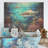 Shark Haven Under Water Painting I - Shark Wood Art On Natural Pine Wood-1115833758