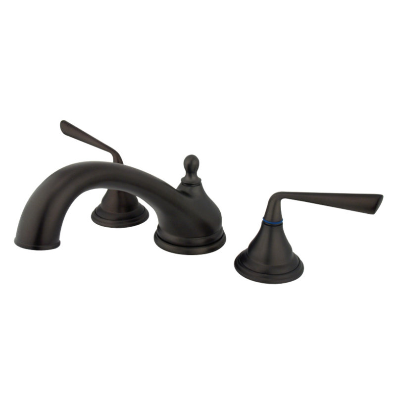 Kingston Brass Silver Sage Two-Handle 3-Hole Deck Mount Roman Tub Faucet, Oil Rubbed Bronze