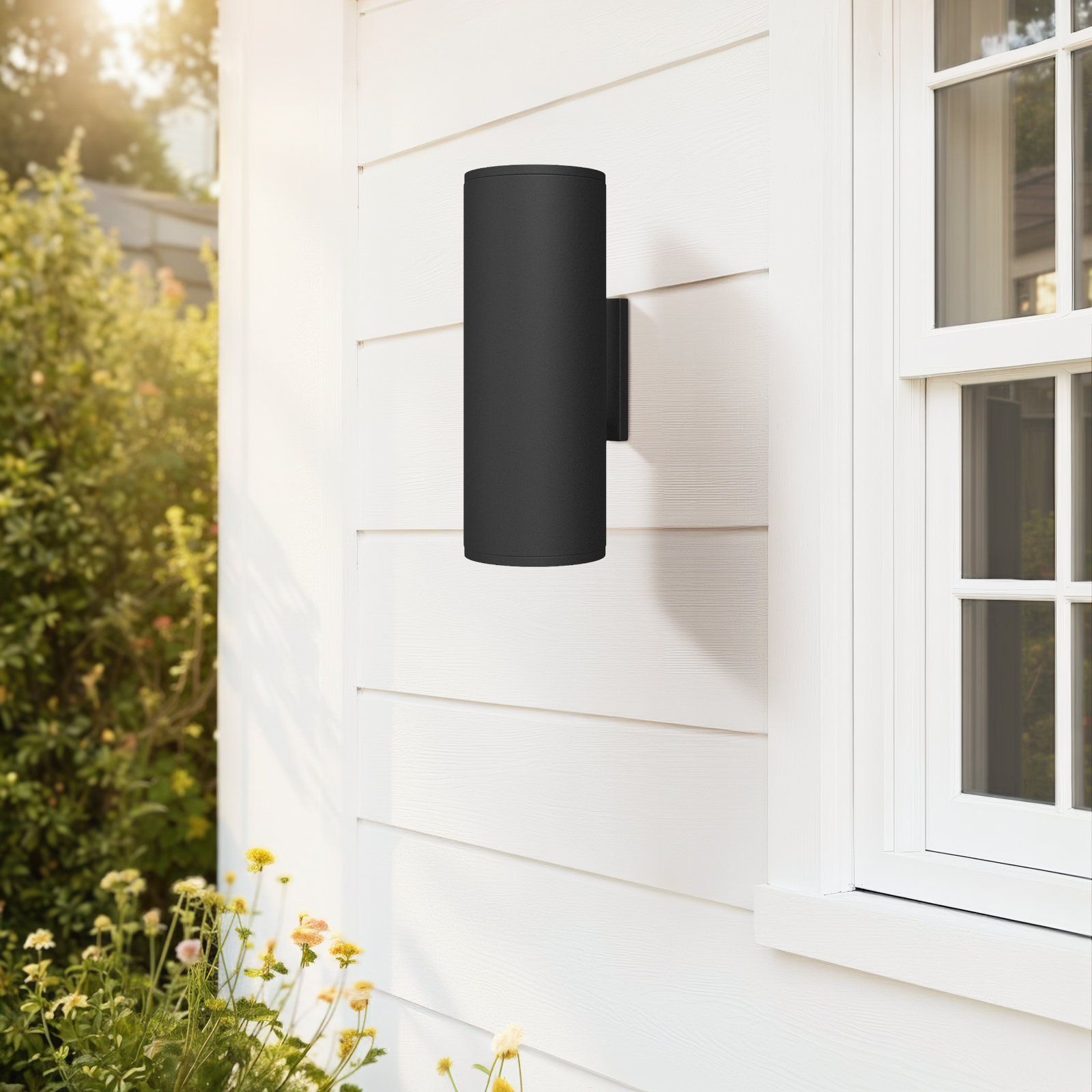 Silo 2-Light Outdoor Armed Sconce, Black