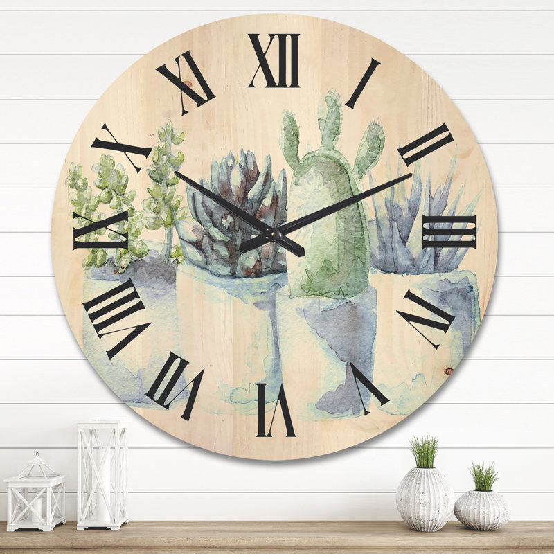 Horloge murale cactus et plantes grasses, Très grand