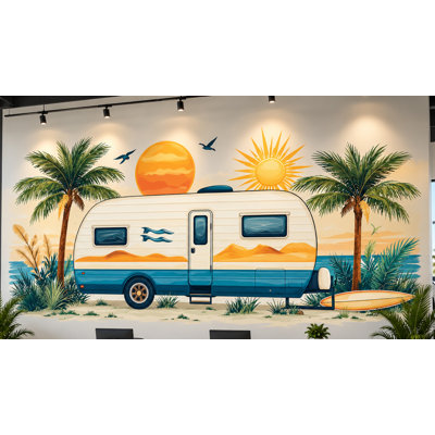 Autocollant mural tropical pour VR, décoration murale pour caravane de plage, décoration pour caravane, décoration murale pour concessionnaire de VR, décoration pour voyage côtier 758MV
