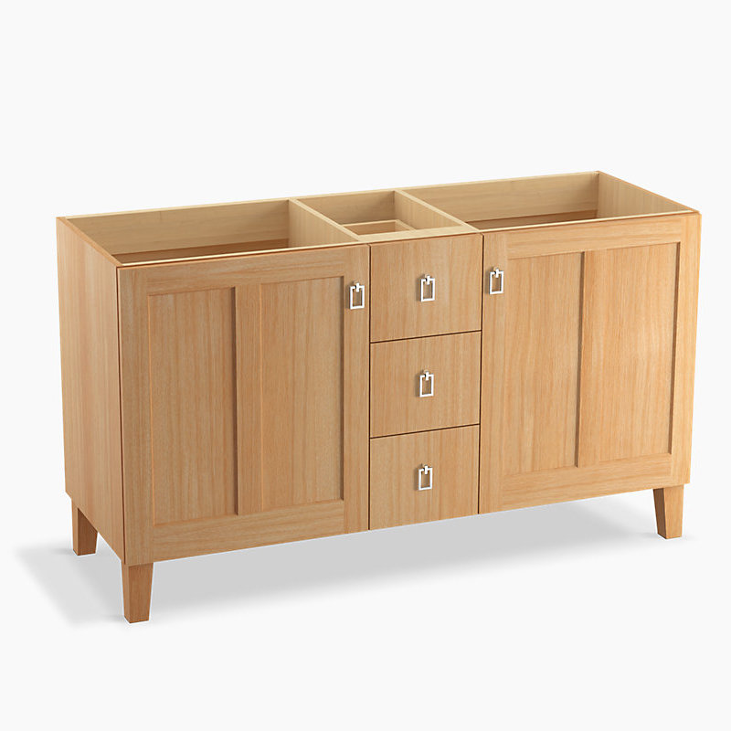 Poplin 62" Double Bathroom Vanity Set, Khaki White Oak, Black, Almond