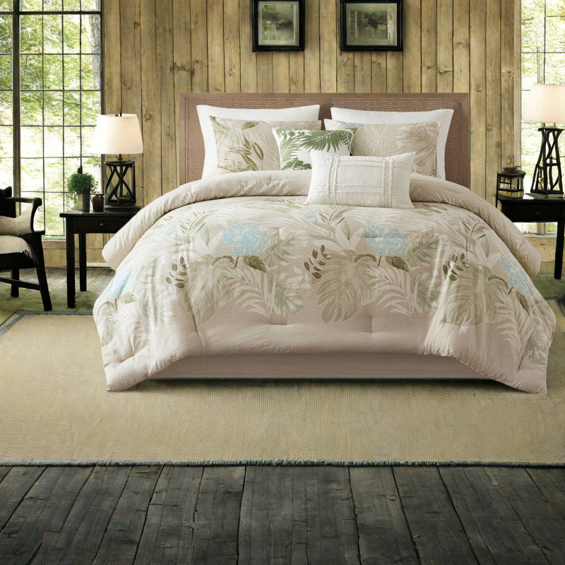 Oversized Cotton Queen Bedding Sets, Coastal Tropical Style For Home