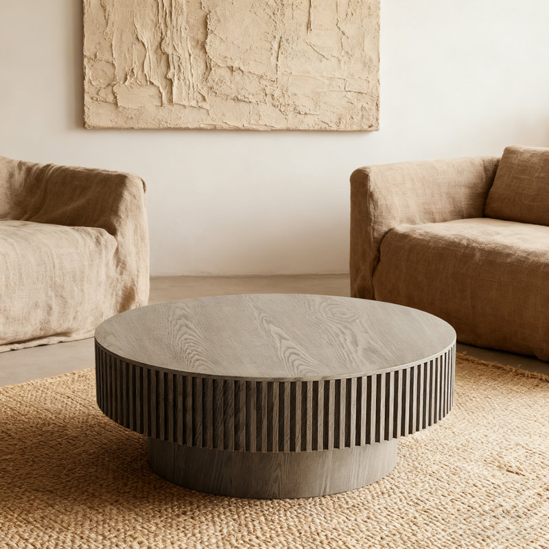 Table basse avec rangement Timeshia, H 14 po x l 31,5 po x P 31,5 po, Gris