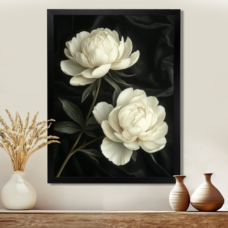 Barris - Floral Wall Art, Noir, noir, noir, noir, H 20 po x l 12 po, Reproduction encadrée d'une seule photo