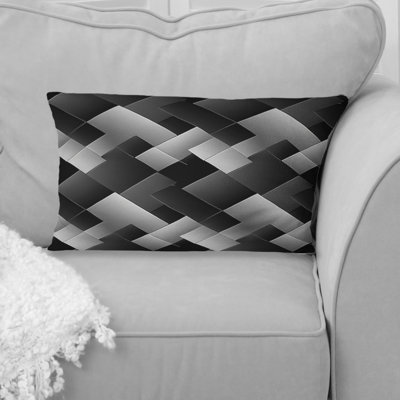 Black White Houndstooth Print II - Traditional Lumbar Pillow