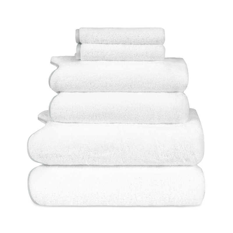 Antalya 6 Piece Turkish Cotton Towel Set, White/Pebble