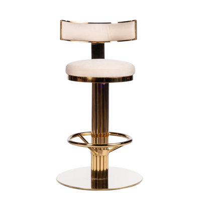 Marceille Swivel Upholstered Counter/Bar Stool with Stainless Steel Frame and Linen Seat – Mid-Century Modern Glam Stool for Kitchen or Bar by Rosdorf Park