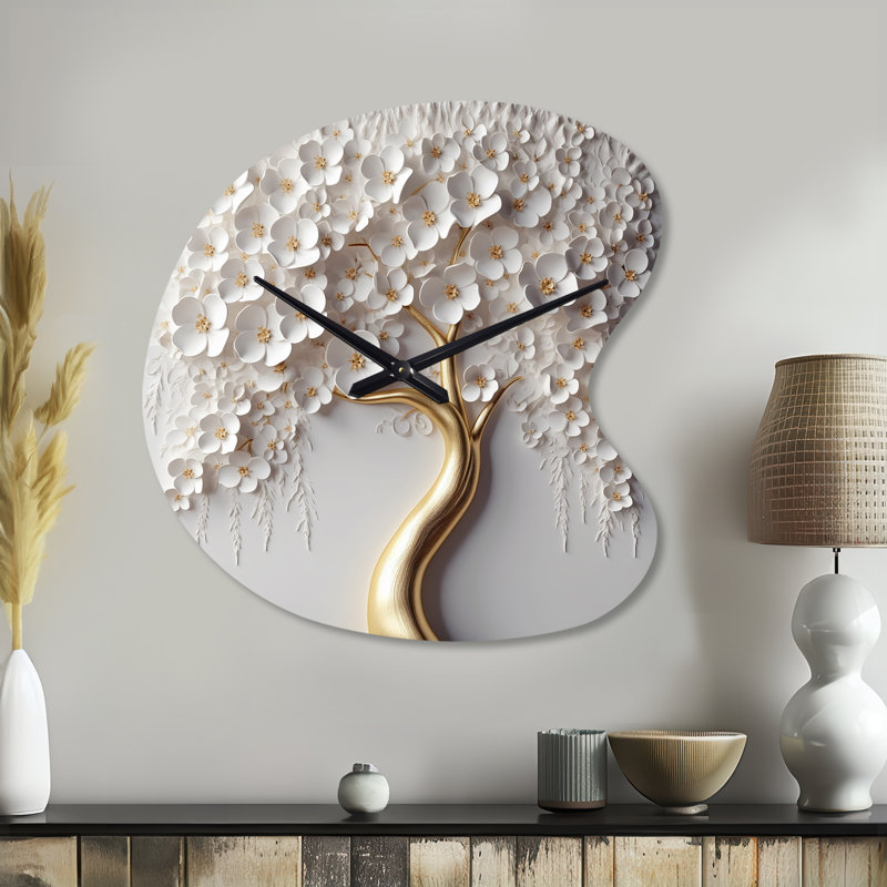 Orchidée blanche Garden Of Branches VI - horloge murale en forme d'arbre floral, Petit
