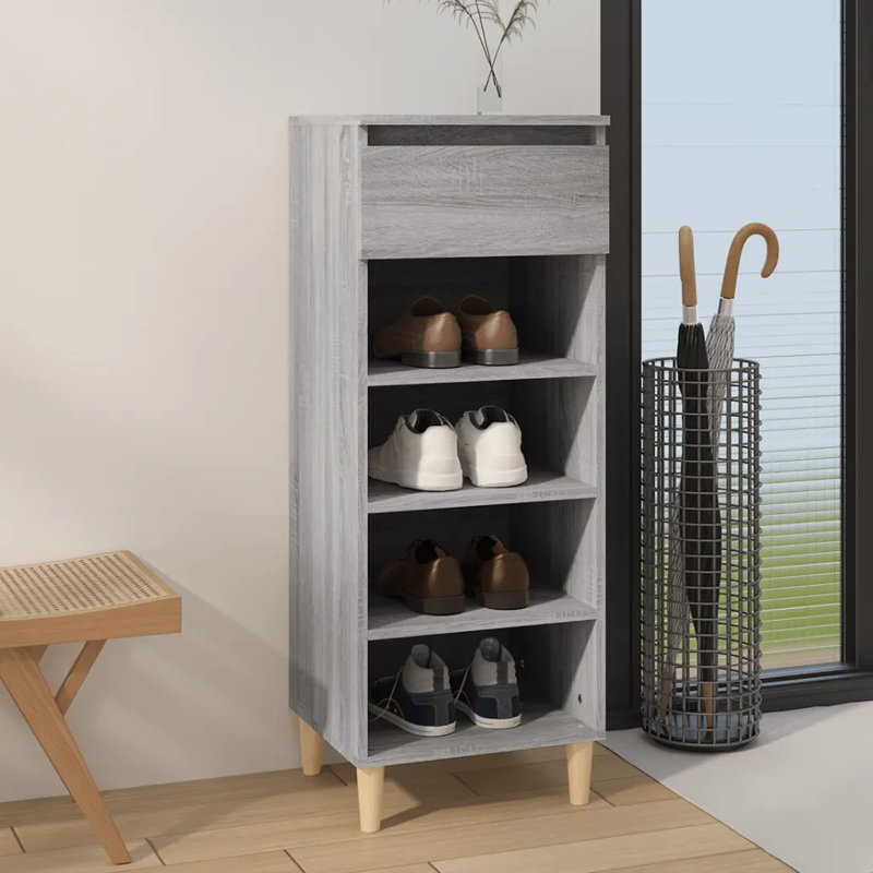 4 Pair Shoe Storage Cabinet, Dark Grey