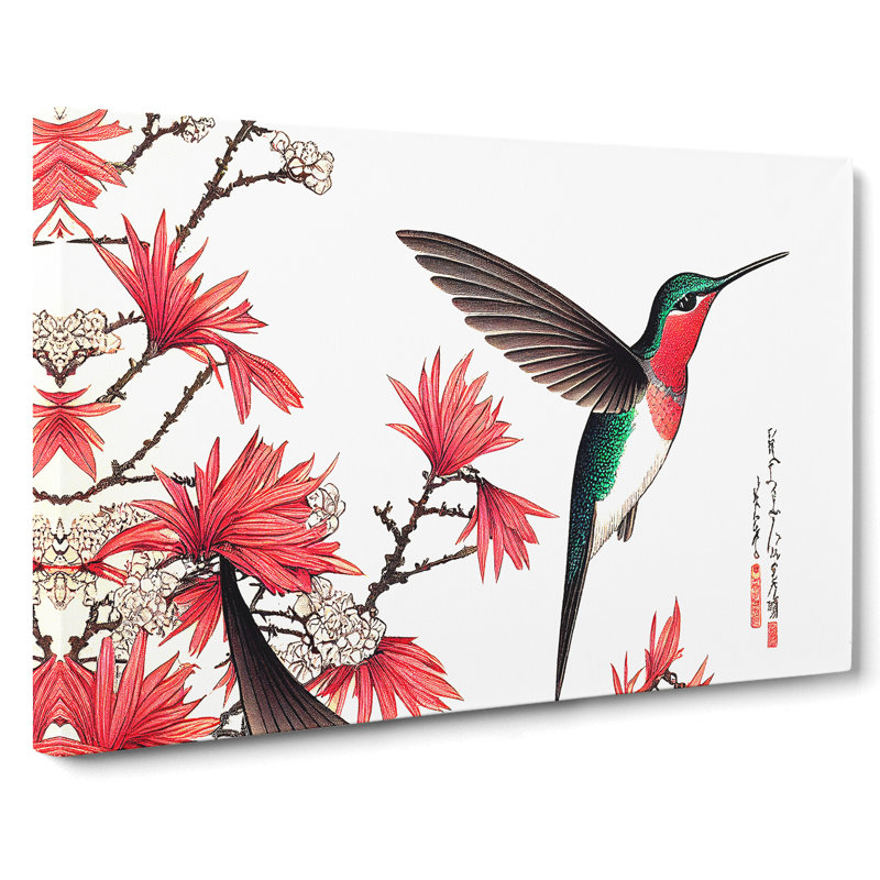 Japanese Hummingbird - Wrapped Canvas Painting, 35cm H x 50cm W x 3cm D