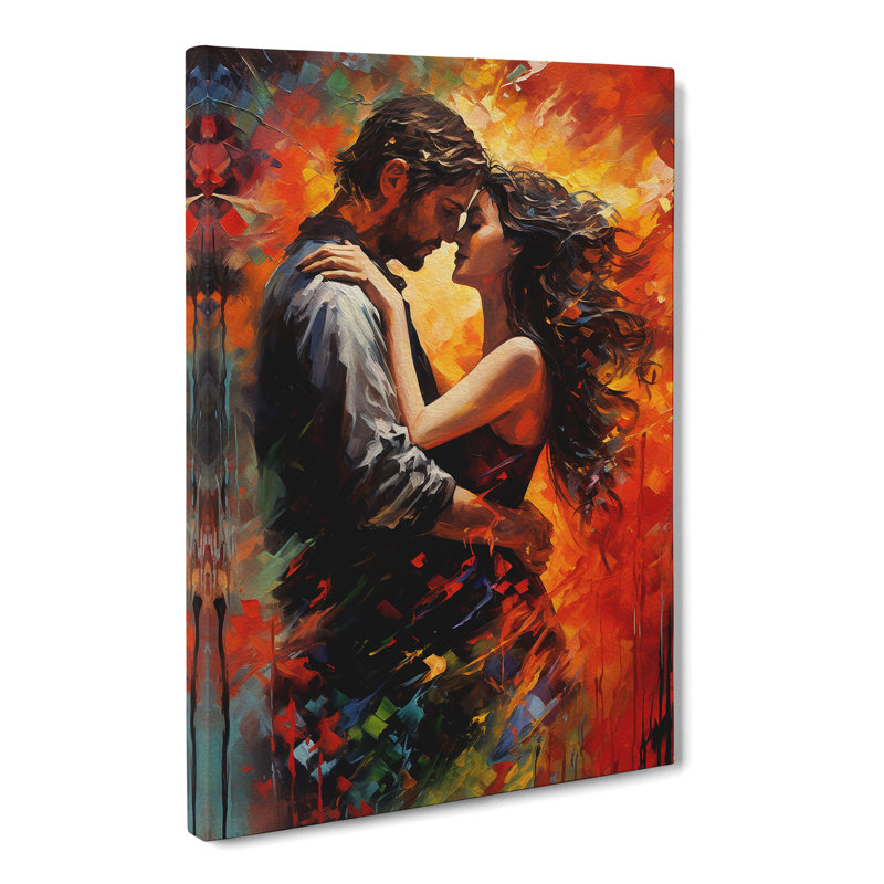 Lovers Action Painting Art - No Frame Print, 76cm H x 50cm W x 3cm D