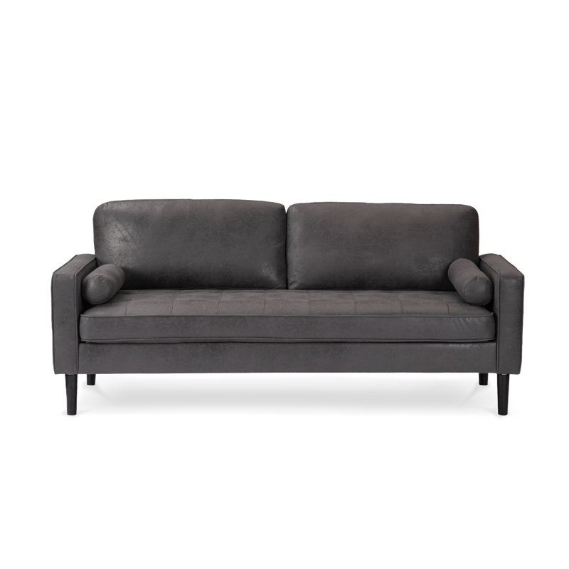 Baity Cushioned Loveseat Sofa, Microsuede Grey, 3