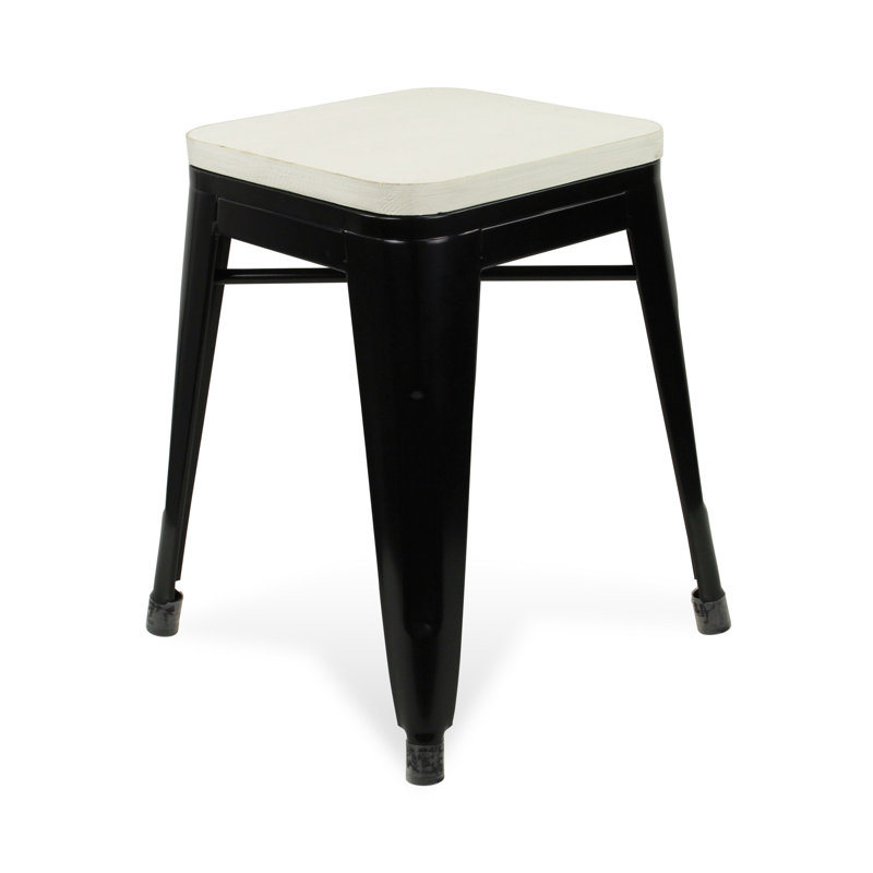 Chaise sans dossier en métal galvanisé 18 po, Noir / blanc