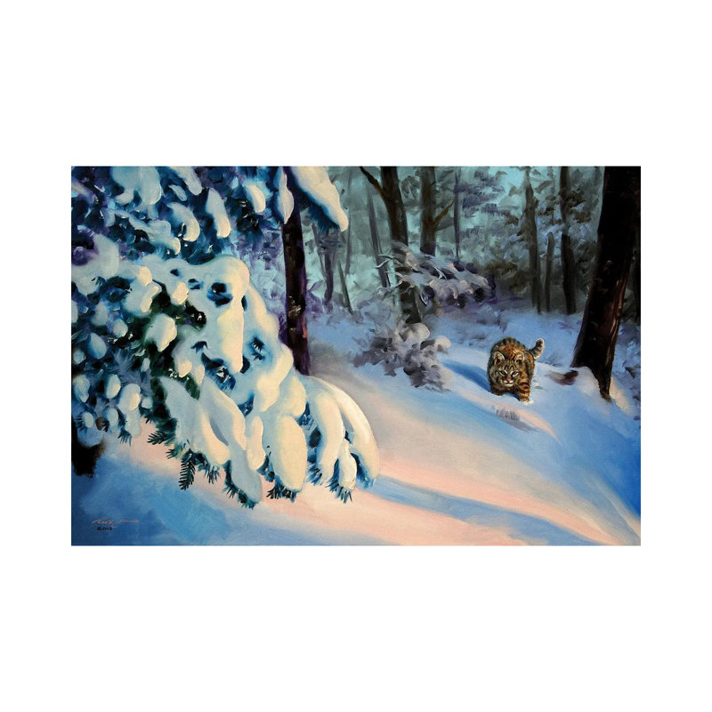 Bobcat In Snow by D. "Rusty" Rust - No Frame Gallery-Wrapped Canvas Giclée on Canvas, 45.72cm H x 66.04cm W