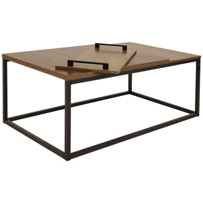 Industrial-Style Coffee Table with Removable Serving Tray