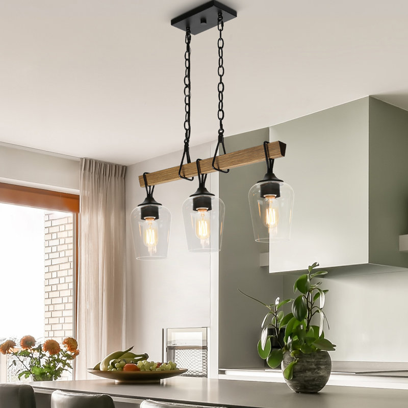 Luminaire suspendu linéaire à 3 lumières pour îlot de cuisine Gofried